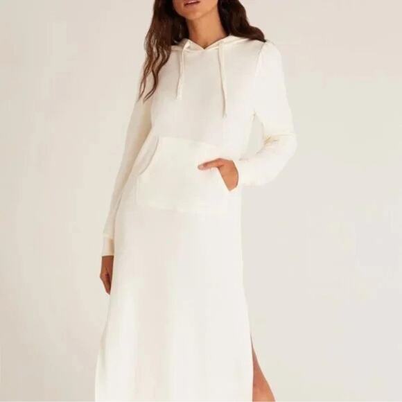 Z Supply Maxi dress Cloud Dancer Ruffle Hoodie- M NWT - Picture 5 of 6